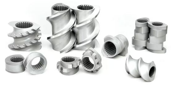 Co-rotating Twin Screw Extruder Machine Parts Shaft Screw Segment Barrel và Side Feeder uesd cho máy pin lithium