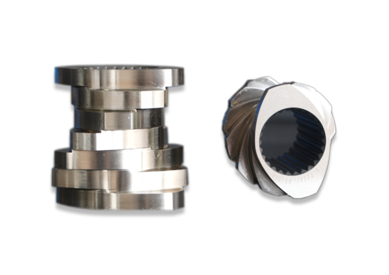 Các chi tiết trục vít PP PE POM PVC PET cho máy ép nhựa trục vít đôi đồng hướng