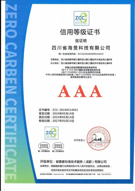 Trung Quốc Sichuan Haimin Technology Co., Ltd Chứng chỉ