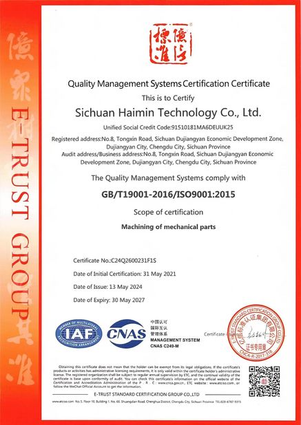 Trung Quốc Sichuan Haimin Technology Co., Ltd Chứng chỉ